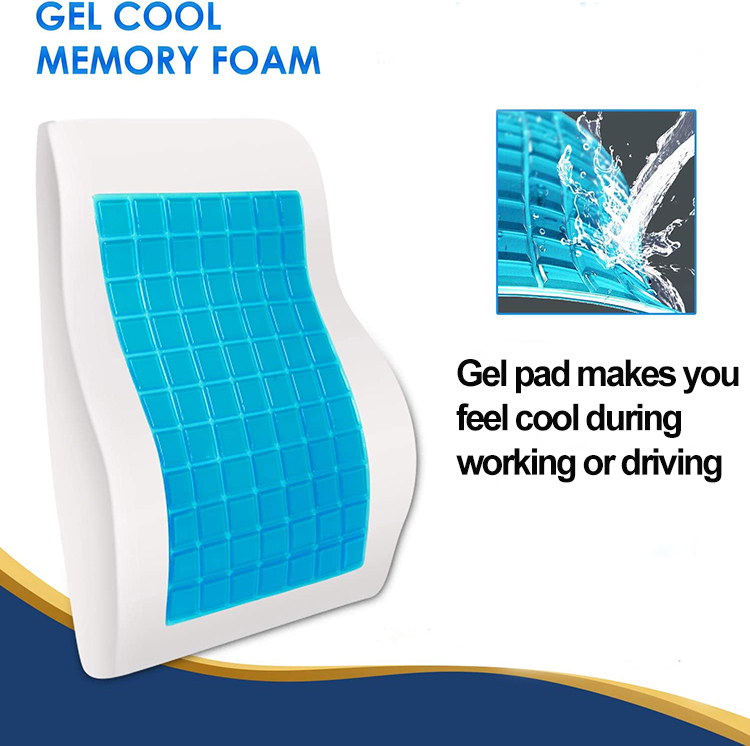 Ergonomic Car Seat Office Chair Cooling Gel Memory Foam Lumbar Support Cushion Orthopedic Back Pillow for Lower Back detail 2