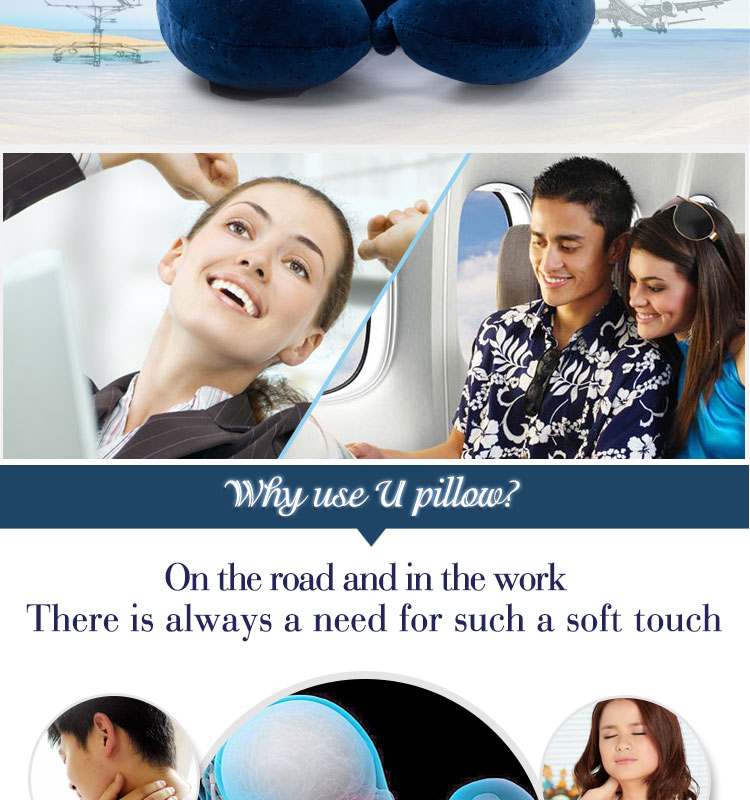 Portable Black Jacquard Velvet Fabric Cover Memory Foam U-Shape Neck Rest Pillow Travel Neck Support Pillow for Flights detail 2