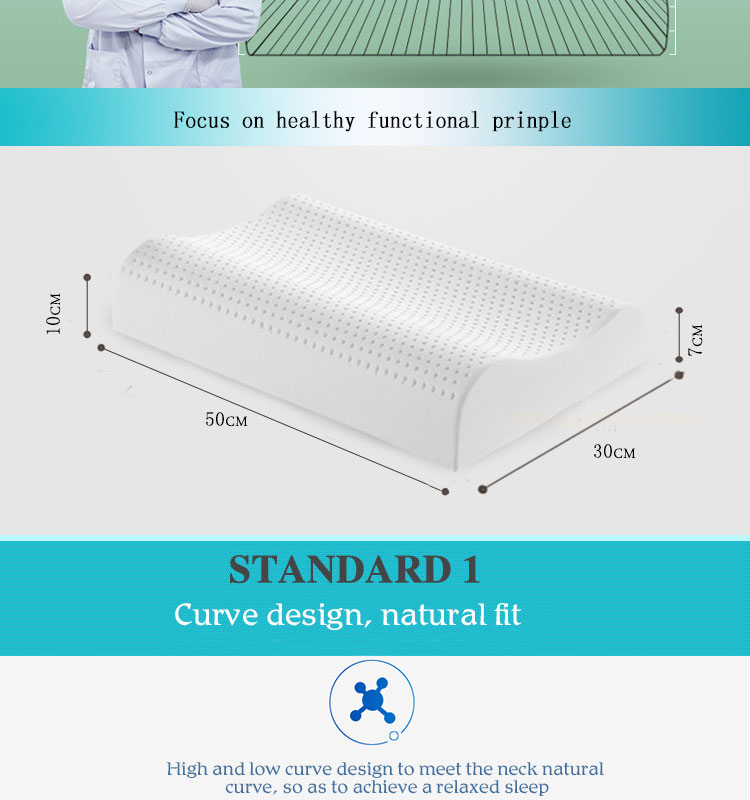 Ergonomic King Size Modern Orthopedic Bed Pillow Comfortable Natural Latex Eco-Friendly Contour Body Sleep Removable Washable detail 5