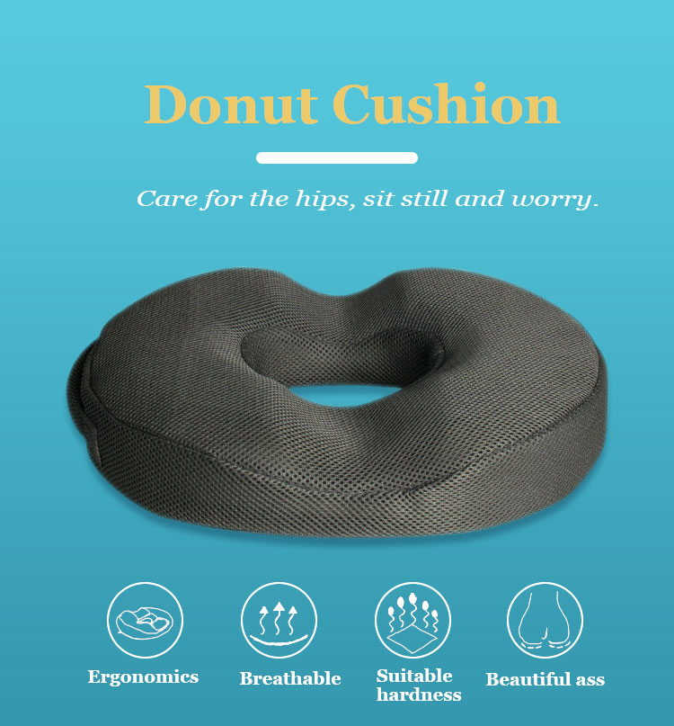 Orthopedic Donut Seat Cushion Cooling Gel Memory Foam Eco-friendly Anti-Dust Mite Removable Washable Pressure Relief CE detail 1