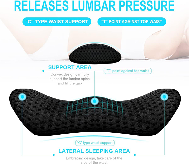 Adjustable Strap Ergonomic Memory Foam Lumbar Support Butterfly Shaped Knitted Eco-Friendly Washable Breathable Back Cushion for detail 4