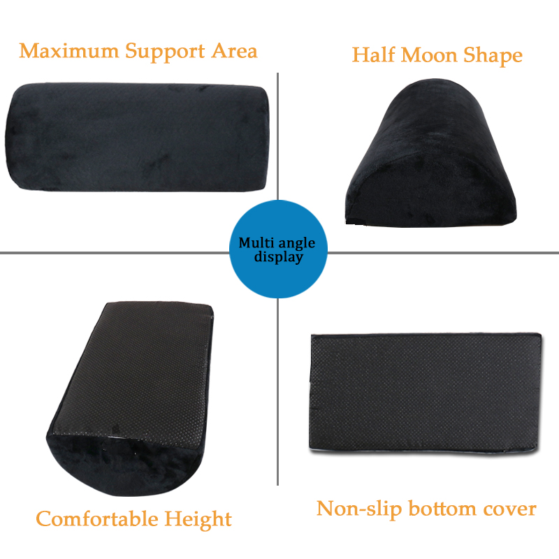 Half Moon Shape Pillow Lumbar Roll Bolster Memory Foam Foot Pillow Rest Cushion Under Desk or on Chair detail 2