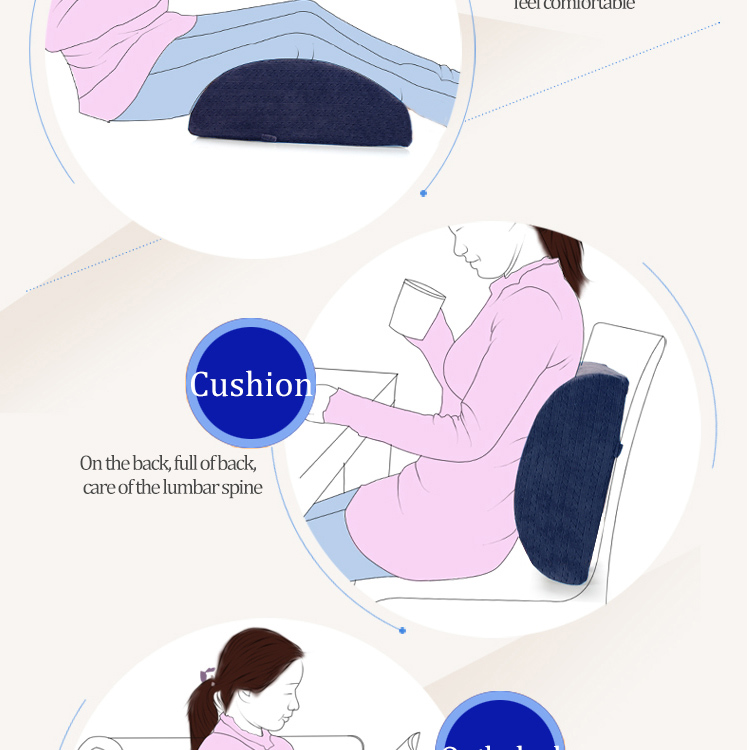 Soft Velvet Fabric Cover Memory Foam Lumbar Support Back Cushion for Back Relief detail 4