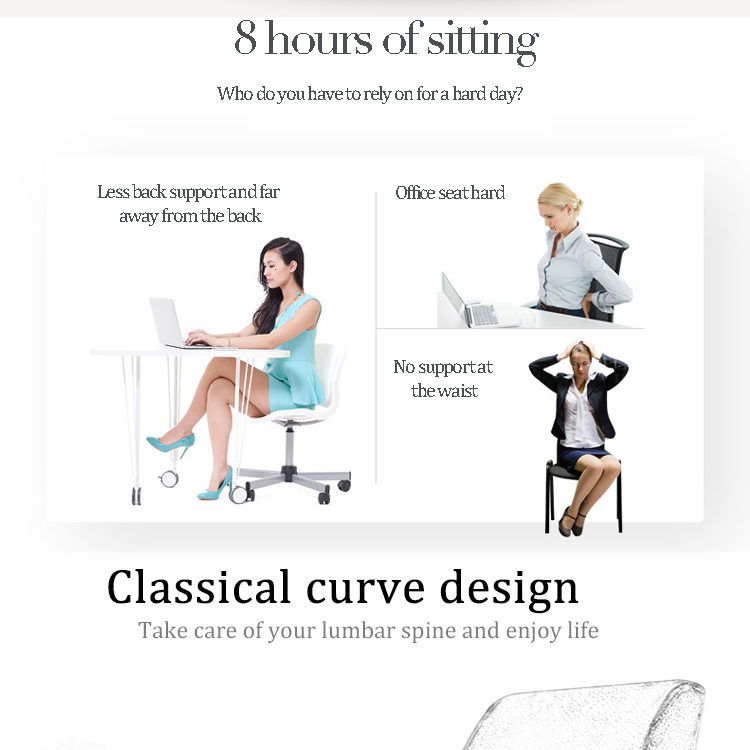 Soft Velvet Fabric Cover Memory Foam Lumbar Support Back Cushion for Back Relief detail 2