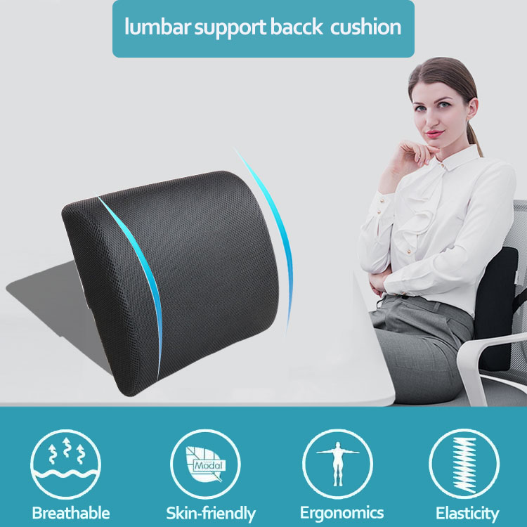 Comfortable 3D Air Mesh Fabric Cover Chair Memory Foam Back Support Cushion with Adjustable Strap for Reading & Bed Rest detail 1