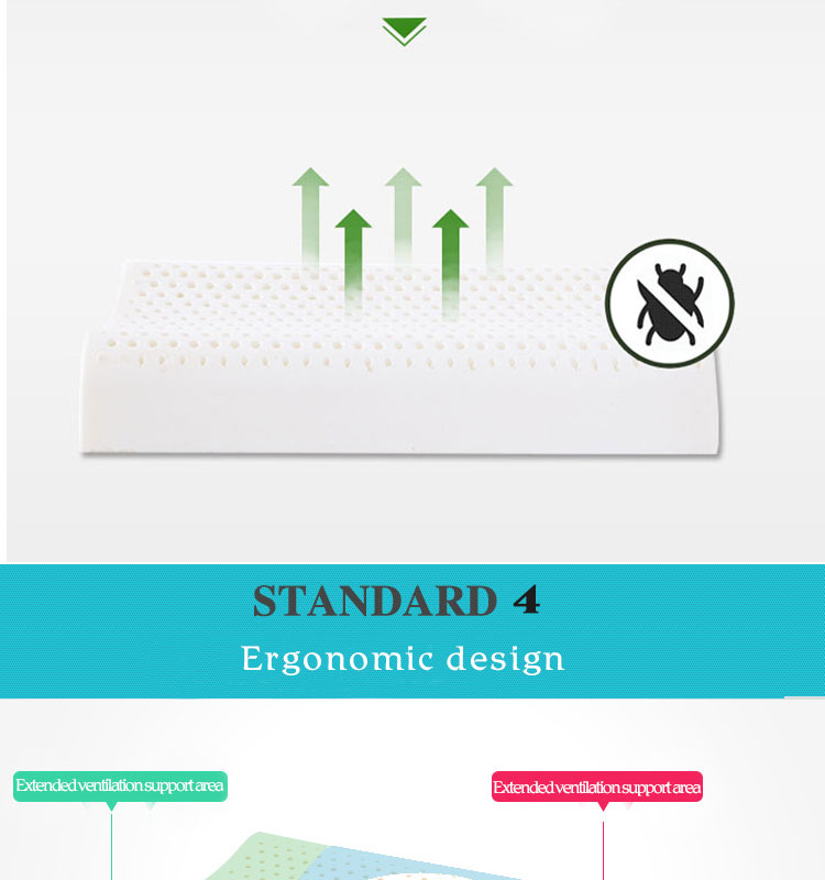 Ergonomic King Size Modern Orthopedic Bed Pillow Comfortable Natural Latex Eco-Friendly Contour Body Sleep Removable Washable detail 8