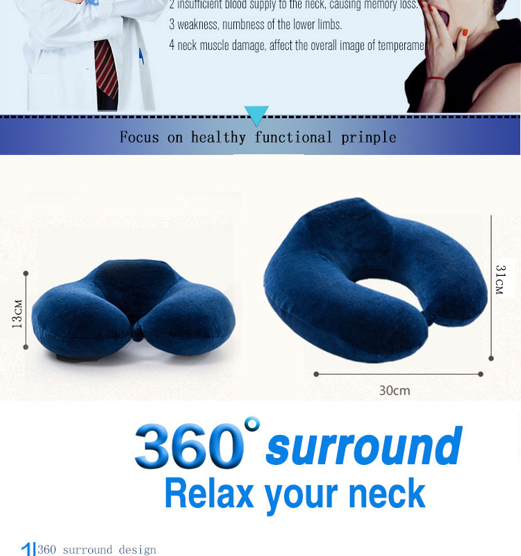 Portable Black Jacquard Velvet Fabric Cover Memory Foam U-Shape Neck Rest Pillow Travel Neck Support Pillow for Flights detail 4