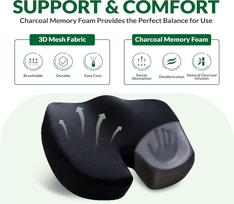 Ergonomic Office Chair Car Seat Cushion Anti-Slip Bottom Orthopedic Memory Foam Tailbone Pain Lumbar Pillows Seat Cushions detail 1