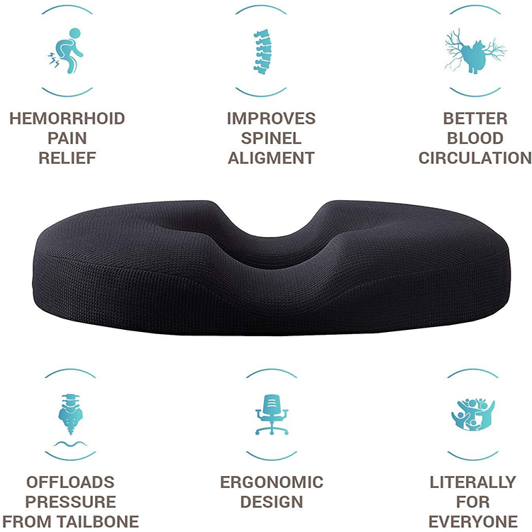 Orthopedic Donut Seat Cushion Cooling Gel Memory Foam Eco-friendly Anti-Dust Mite Removable Washable Pressure Relief CE detail 5