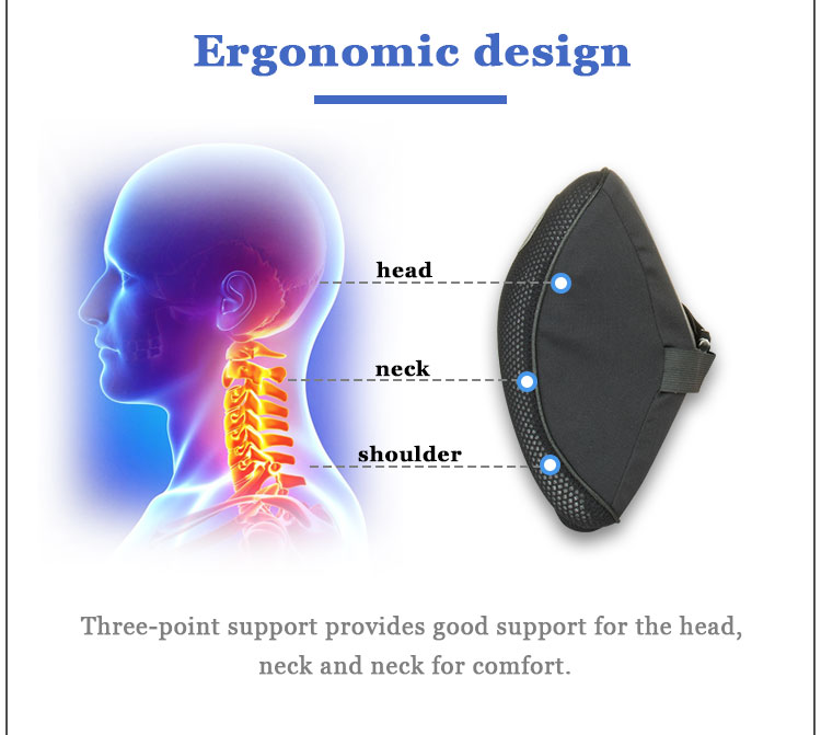 Ergonomic Breathable Car Seat Memory Foam Orthopedic Head Rest Neck Support Elastic Strap Pillow for Car Travel Knitted Technics detail 5