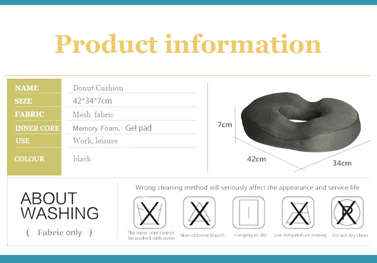 Orthopedic Donut Seat Cushion Cooling Gel Memory Foam Eco-friendly Anti-Dust Mite Removable Washable Pressure Relief CE detail 2