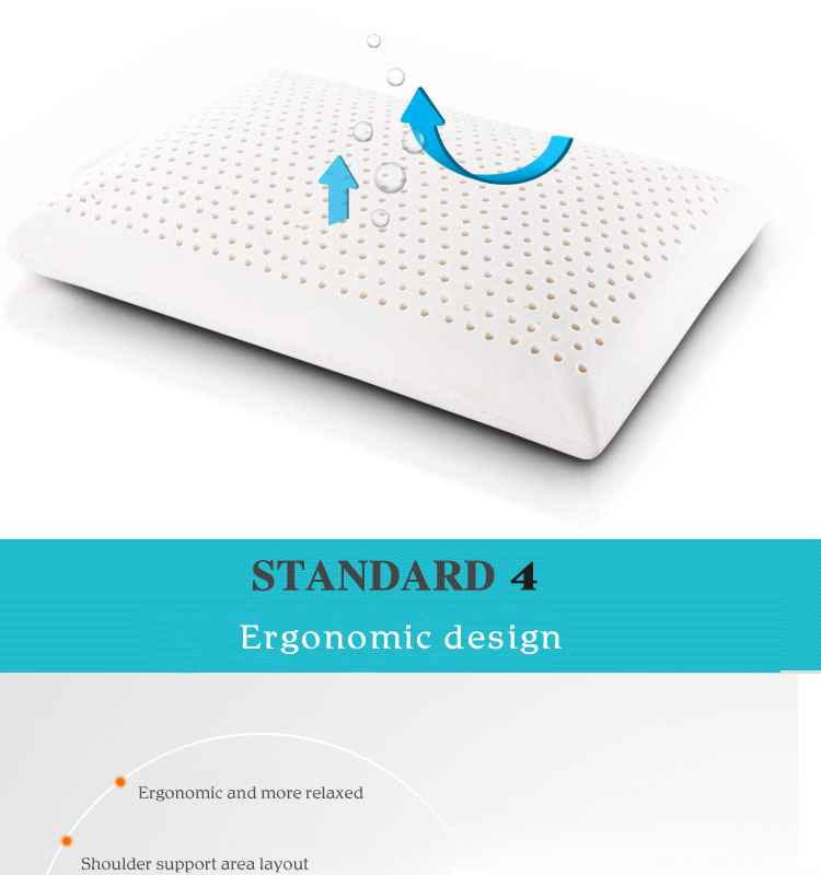 Comfortable Eco-friendly Latex Foam Pillow with Removable Cover Ergonomic King Size Orthopedic Bed Pillow for Sleeping detail 8