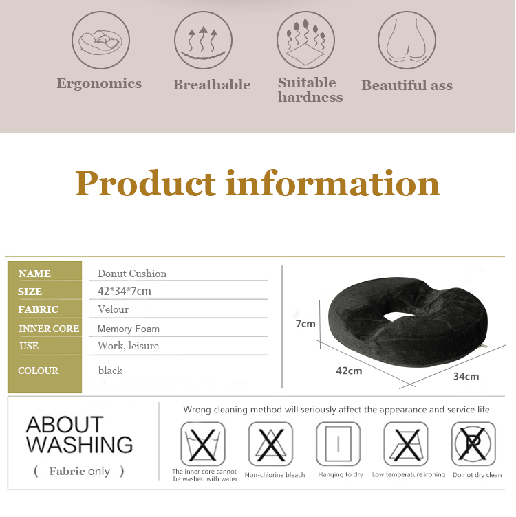 Hot Sale Comfort Memory Foam Donut Seat Cushion for Cars for Hemorrhoids and Tailbone Lumbar Pillows & Seat Cushions detail 4