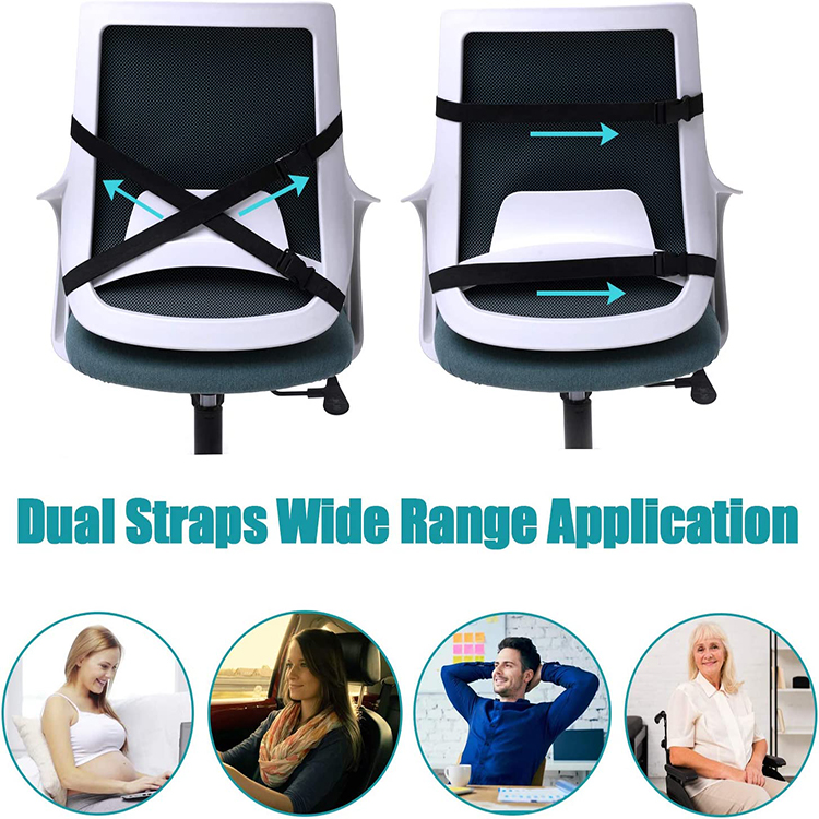 Ergonomic Car Seat Office Chair Cooling Gel Memory Foam Lumbar Support Cushion Orthopedic Back Pillow for Lower Back detail 4