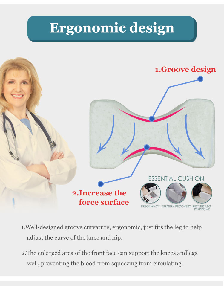 Ergonomic Cooling Memory Foam Contour Leg Pillow Orthopedic Knee Pillow for Side Sleepers and Pregnant Women detail 3