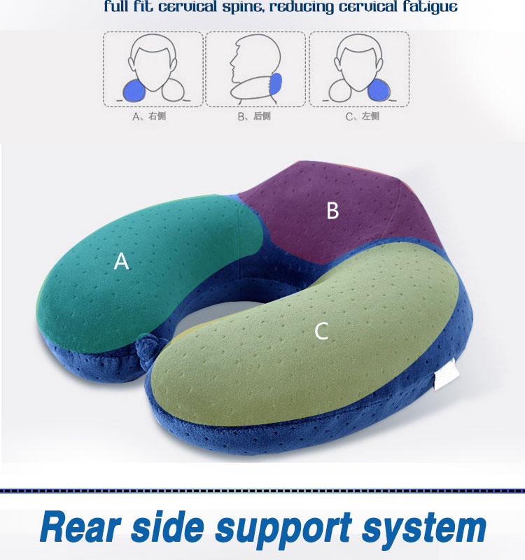 Portable Black Jacquard Velvet Fabric Cover Memory Foam U-Shape Neck Rest Pillow Travel Neck Support Pillow for Flights detail 7