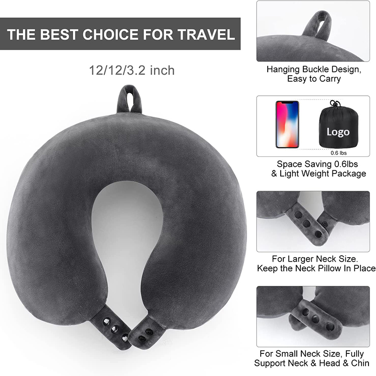 Christmas Gift Airplane Office Memory Foam Travel U Shape Neck Pillow Travel Kit With Earplug detail 4
