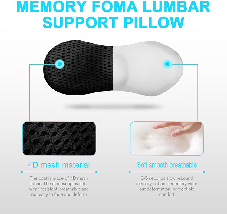 Adjustable Strap Ergonomic Memory Foam Lumbar Support Butterfly Shaped Knitted Eco-Friendly Washable Breathable Back Cushion for detail 2