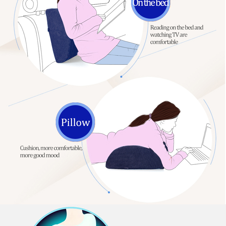 Soft Velvet Fabric Cover Memory Foam Lumbar Support Back Cushion for Back Relief detail 5