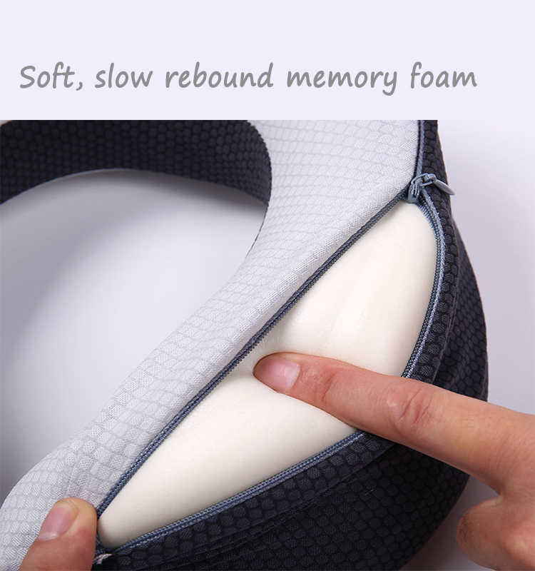 Custom U-Shaped Rolled Twist Portable Memory Foam Airplane Travel Neck Support Pillow with Massage Feature detail 5