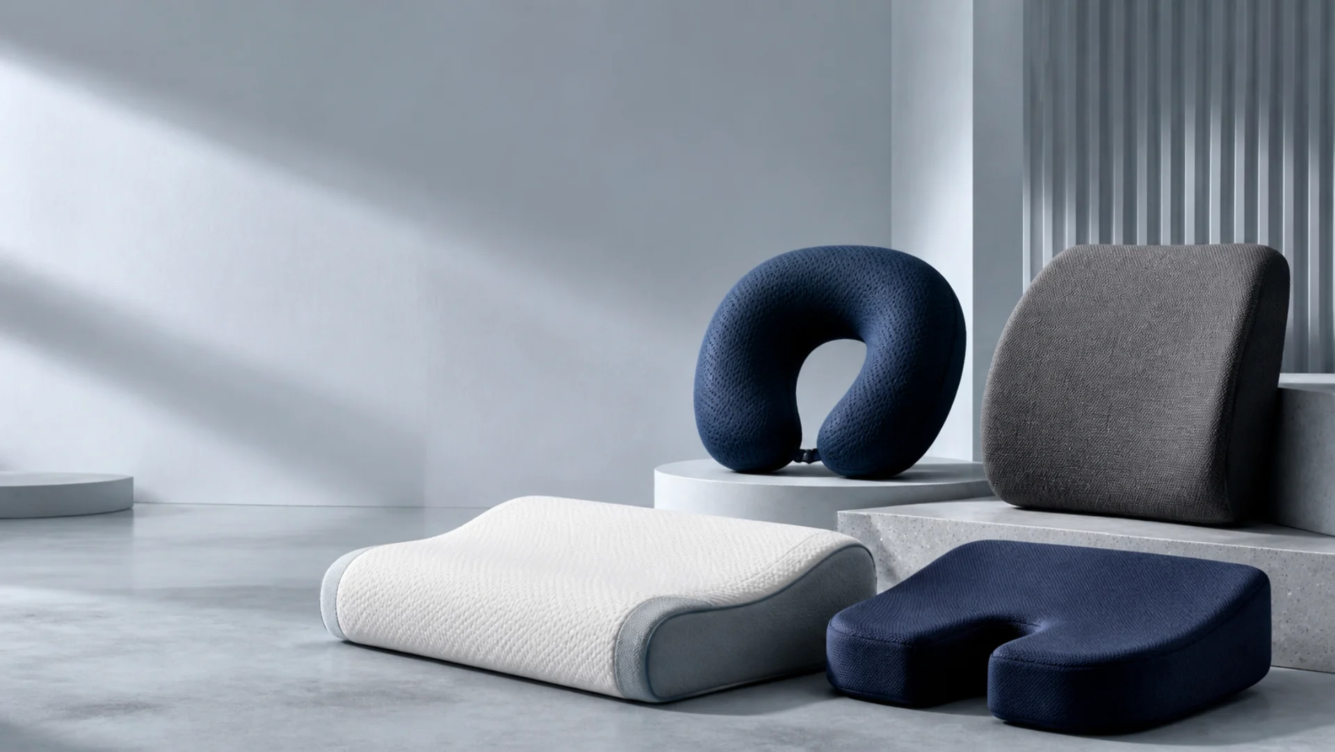 Memory foam sleep, travel, lumbar, and seat support products