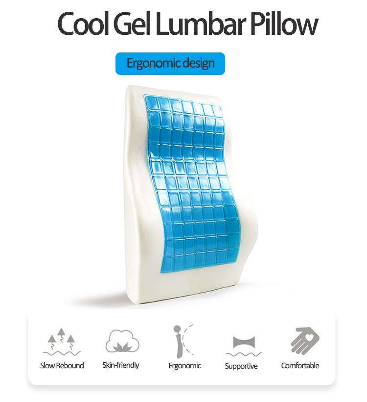 Ergonomic Car Seat Office Chair Cooling Gel Memory Foam Lumbar Support Cushion Orthopedic Back Pillow for Lower Back detail 3