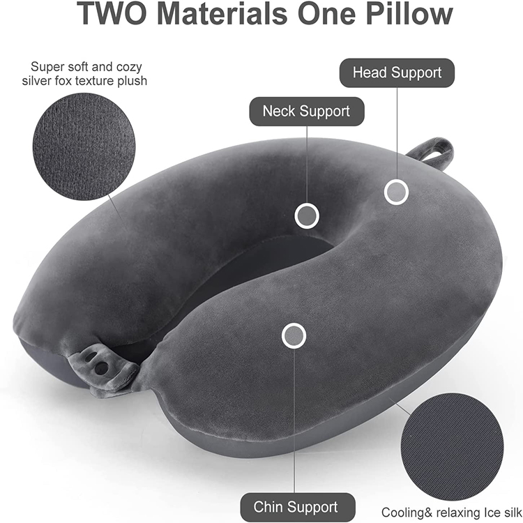 Christmas Gift Airplane Office Memory Foam Travel U Shape Neck Pillow Travel Kit With Earplug detail 1