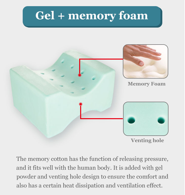 Ergonomic Cooling Memory Foam Contour Leg Pillow Orthopedic Knee Pillow for Side Sleepers and Pregnant Women detail 4