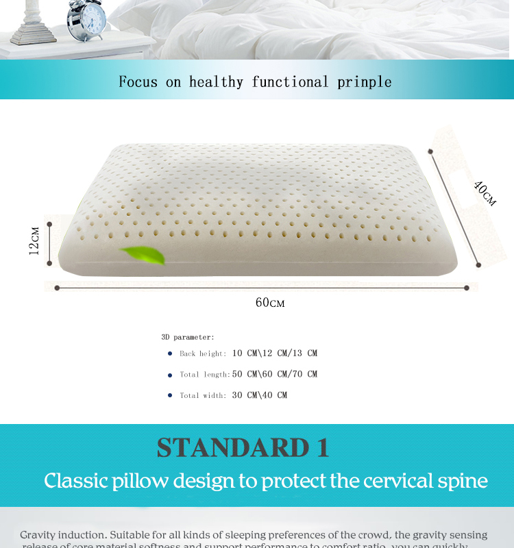 Comfortable Eco-friendly Latex Foam Pillow with Removable Cover Ergonomic King Size Orthopedic Bed Pillow for Sleeping detail 5