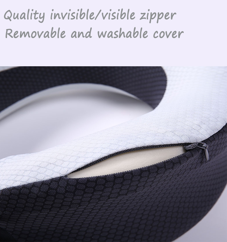 Custom U-Shaped Rolled Twist Portable Memory Foam Airplane Travel Neck Support Pillow with Massage Feature detail 4