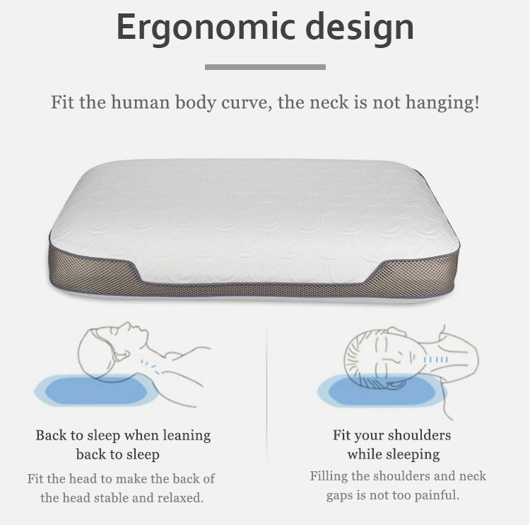 Moderni Ergonominen Muistivaahtomuovi Unityyny Kiinteä Uusi Ortopedinen Queen-size-kokoinen lepäävä hoitosänky Suunniteltu niskaa tukevalle yksityiskohta 3