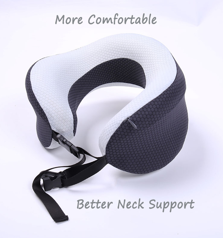 Custom U-Shaped Rolled Twist Portable Memory Foam Airplane Travel Neck Support Pillow with Massage Feature detail 2