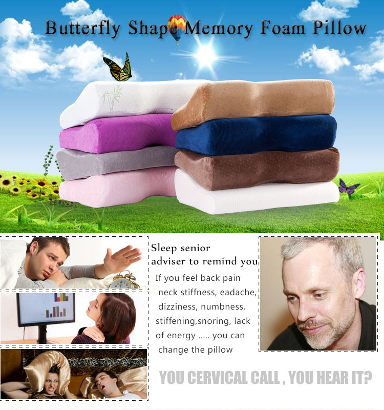 Modern Style Memory Foam Butterfly Sleeping Bed Pillow Plant Pattern for Neck Rest detail 1