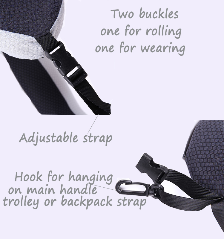 Custom U-Shaped Rolled Twist Portable Memory Foam Airplane Travel Neck Support Pillow with Massage Feature detail 6