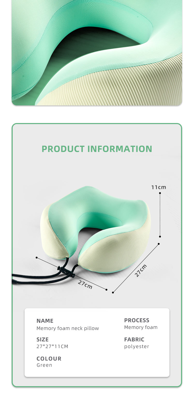 Portable Ergonomic U-Shaped Memory Foam Travel Neck Support Pillow Orthopedic Rest Relief Eco-Friendly CE Certified Anti-Dust detail 6