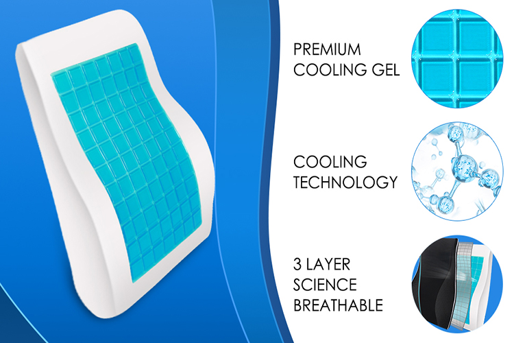 Ergonomic Car Seat Office Chair Cooling Gel Memory Foam Lumbar Support Cushion Orthopedic Back Pillow for Lower Back detail 1