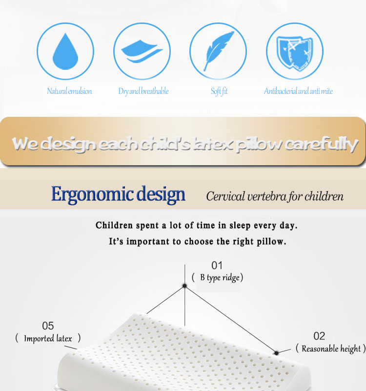 Colorful Cartoon Infants Sleep Pillow Natural Latex Designed for Neck Support Bed Pillows for Children detail 4