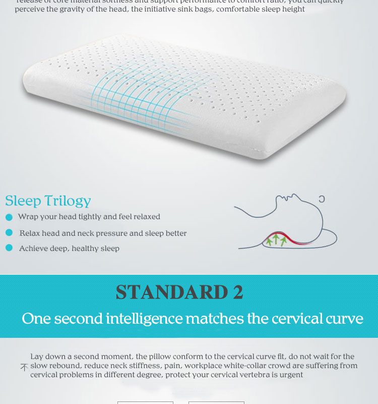 Comfortable Eco-friendly Latex Foam Pillow with Removable Cover Ergonomic King Size Orthopedic Bed Pillow for Sleeping detail 6