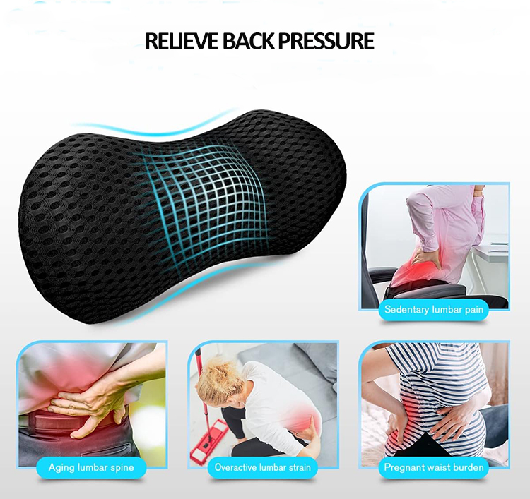 Adjustable Strap Ergonomic Memory Foam Lumbar Support Butterfly Shaped Knitted Eco-Friendly Washable Breathable Back Cushion for detail 5