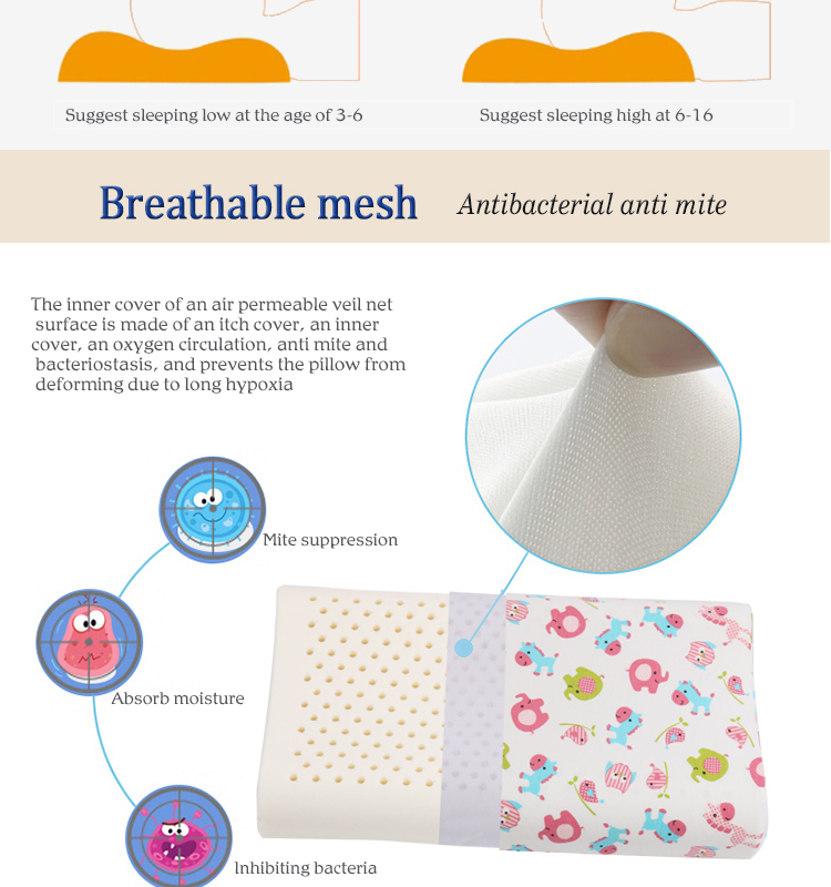 Colorful Cartoon Infants Sleep Pillow Natural Latex Designed for Neck Support Bed Pillows for Children detail 7