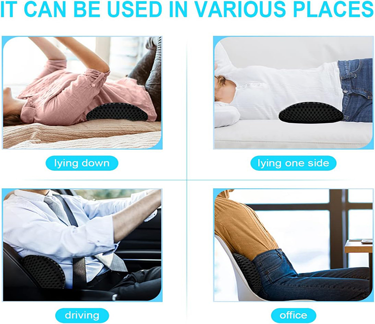 Adjustable Strap Ergonomic Memory Foam Lumbar Support Butterfly Shaped Knitted Eco-Friendly Washable Breathable Back Cushion for detail 6