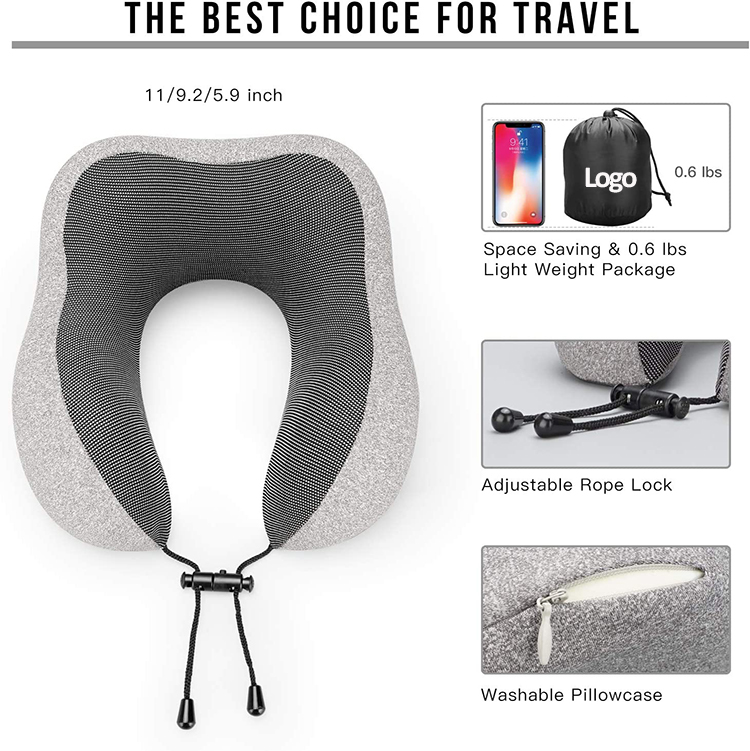 Ergonomic U-Shaped Airplane Travel Pillow Portable Orthopedic Memory Foam Neck Support for Comfortable Travel detail 1