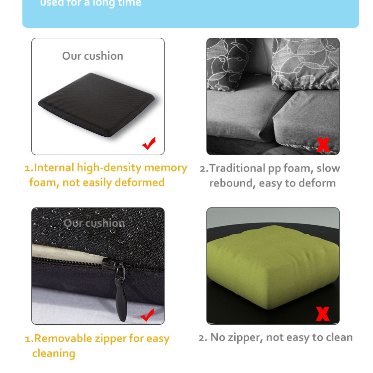 Waterproof Outdoor Stadium Seat Cushion with Square Memory Foam Orthopedic Lumbar Pillows for Comfortable Sitting detail 3