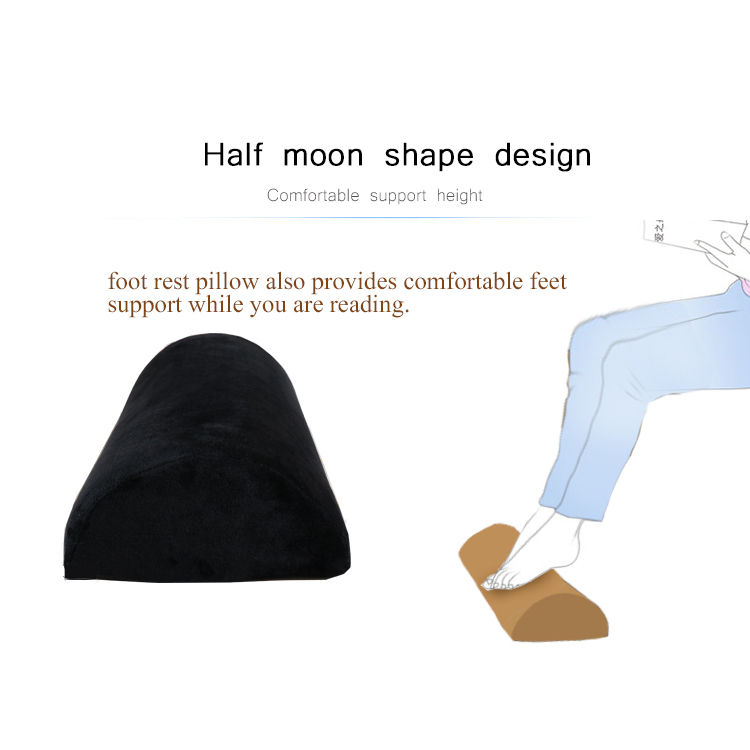 Half Moon Shape Pillow Lumbar Roll Bolster Memory Foam Foot Pillow Rest Cushion Under Desk or on Chair detail 4
