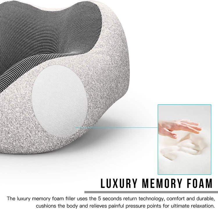 Ergonomic U-Shaped Airplane Travel Pillow Portable Orthopedic Memory Foam Neck Support for Comfortable Travel detail 3