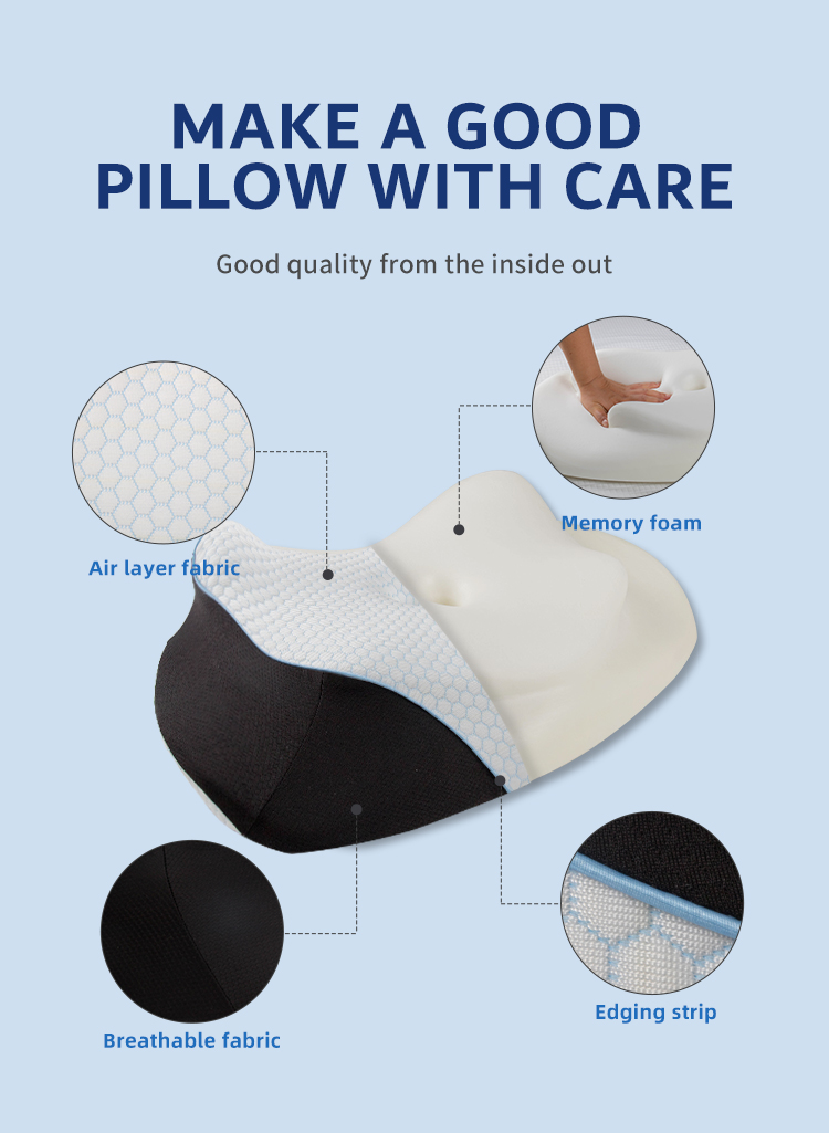 Comfortable Eco-friendly Washable Contour Butterfly Memory Foam Orthopedic Neck Support Pillow Modern Stomach Back Side Sleeper detail 5