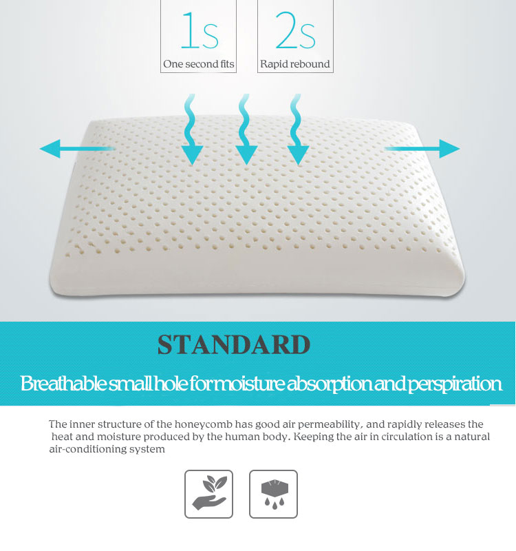 Comfortable Eco-friendly Latex Foam Pillow with Removable Cover Ergonomic King Size Orthopedic Bed Pillow for Sleeping detail 7