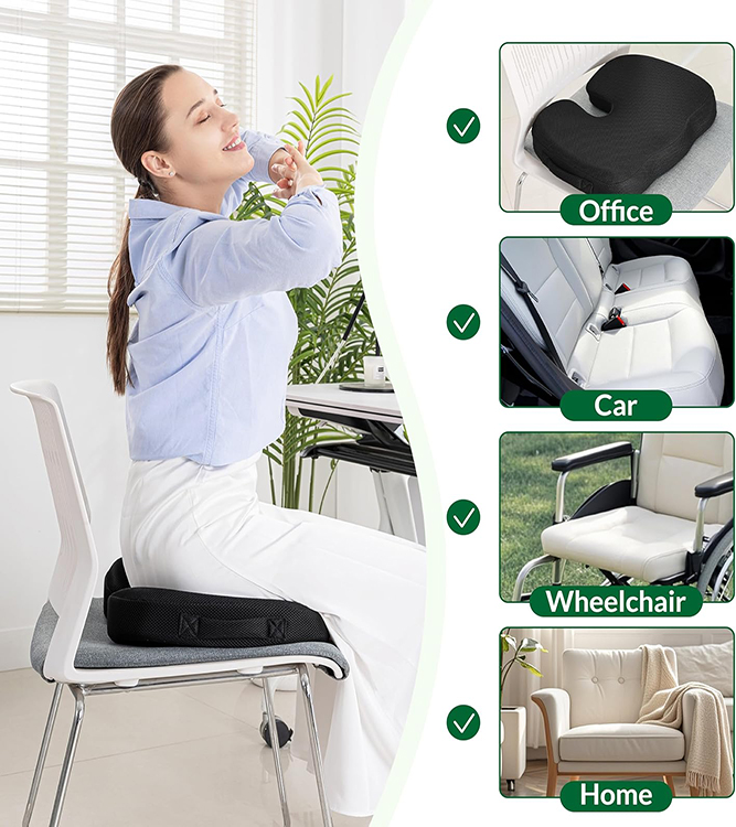 Ergonomic Office Chair Car Seat Cushion Anti-Slip Bottom Orthopedic Memory Foam Tailbone Pain Lumbar Pillows Seat Cushions detail 5